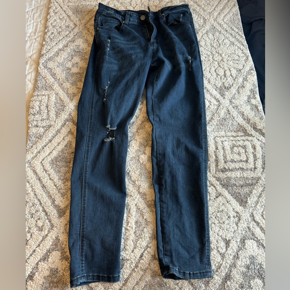 YoungLA 607 tailored slim fit jeans (Navy Wash / 32x30)